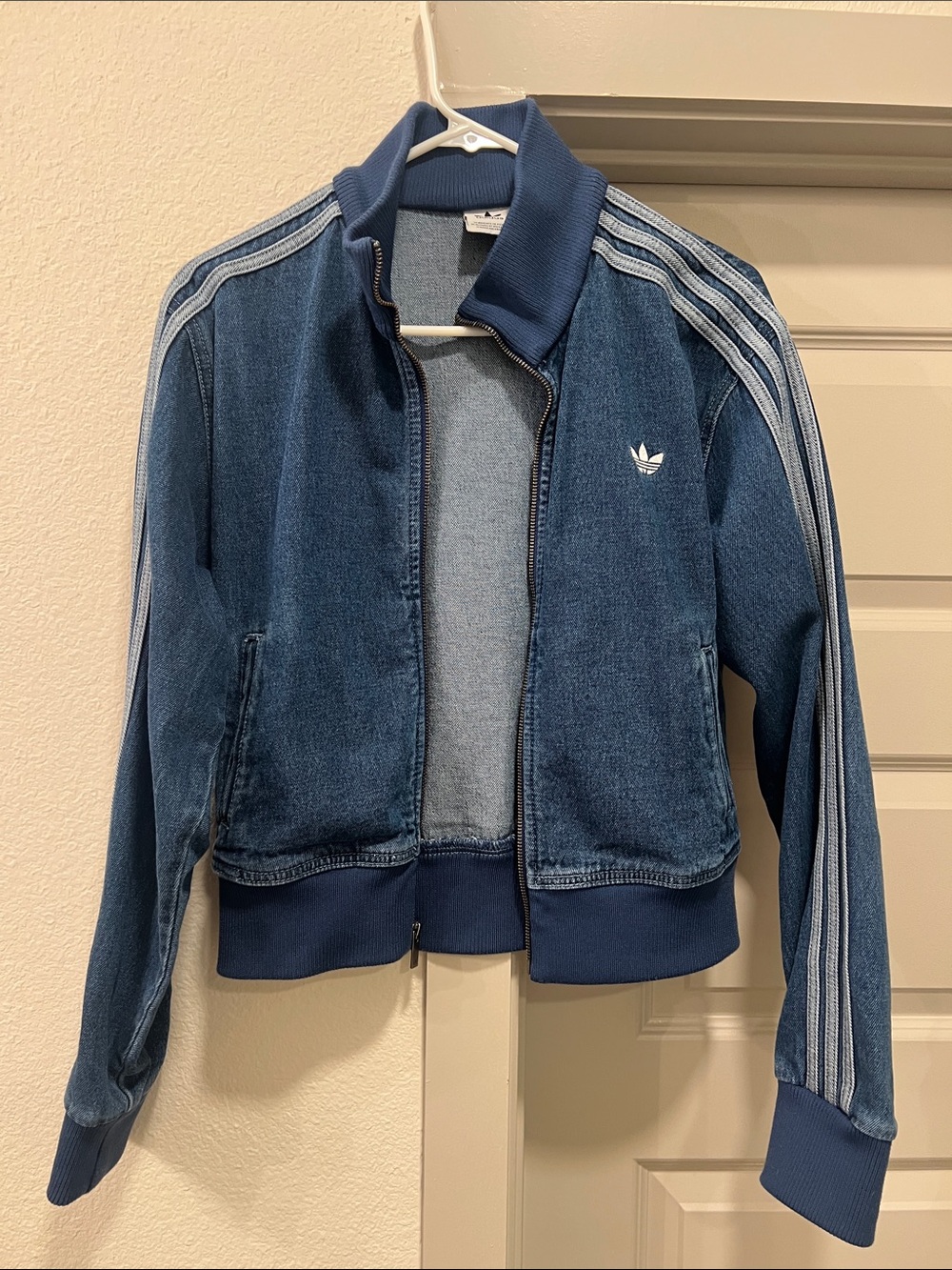Adidas denim track jacket